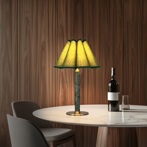 2700K精致充电大理石台灯布艺灯罩酒店豪华家居装饰无绳台灯 - Product Image 1