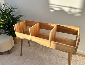 Chêne fait à la main tourne-disque support en bois massif <span class=keywords><strong>platine</strong></span> <span class=keywords><strong>vinyle</strong></span> LP Console de rangement milieu du siècle musique médias <span class=keywords><strong>meubles</strong></span> - Product Image 4