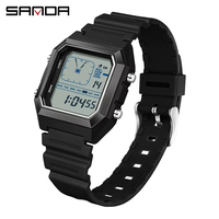 SANDA 6307 Jam Tangan Elektronik Pria Baru Digital Multifungsi Lampu Malam Timer Kalender Olahraga Luar Ruangan Tahan Air untuk Pelajar Reloj