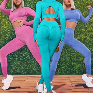 Conjunto Deportivo de Yoga Ecológico de Una Pieza para Mujer, Leggings de Cintura Alta con Efecto Scrunch y Manga Larga, para Gimnasio, Fitness, Running - Product Image 2