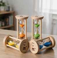 Sablier en verre haut de gamme avec logo personnalisé, minuterie de 1 à 30 minutes, base en bois réglable, cadeau promotionnel