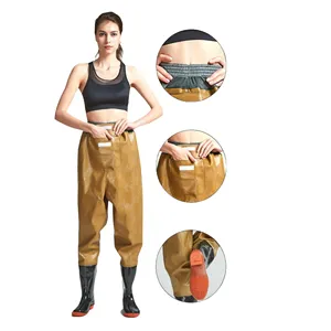 Usine directe professionnelle imperméable chasse taille haute Wading pêche Waders pantalon avec bottes - Product Image 1