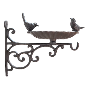 Antique Cast Iron Plant Flower Hanger Bird Bath Feeder Basin <b>Hanging</b> Hook Wall Bracket Birds Statue Handmade <b>Garden</b> Decor - Product Image 1