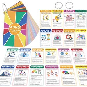 Carte per Abilità di Gestione ADHD, Flashcard per ADHD con Anelli per Raccoglitori, Strumenti Terapeutici per Regolazione Emotiva <span class=keywords><strong>e</strong></span> Gestione del Tempo - Product Image 1