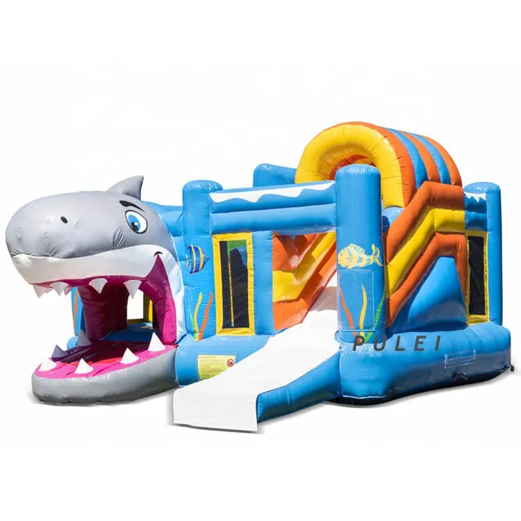 Tobogán inflable de Castillo de tiburón comercial, Castillo de rebote popular para niños, tobogán hinchable para gorila con precio de fábrica para la venta