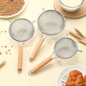 Passoire à lait de soja avec manche en bois, passoire de cuisine en acier inoxydable 304, passoire à huile à double anse anti-brûlure - Product Image 5