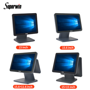 Superwin Dual Screen 15.6 + 11.6 Inch Touch POS Machine Cash Dual Screen Pos System Windows POS Terminal