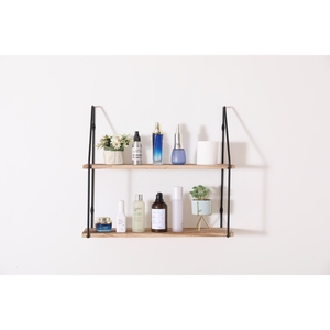 Floating Shelf With Metal Brackets Rustic Wood Wall Mounted <b>Storage</b> Decorative Display <b>For</b> Trophy And Plants - Product Image 2