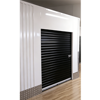 Système de rangement enroulable en acier ondulé noir, unité de rangement robuste verrouillable avec plaques anti-rayures pour entrepôt et atelier