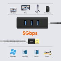 Hub USB 3.0 4 ports CableCreation 5 Gbps avec câble en aluminium tressé de 4,8 pieds en stock