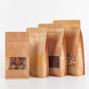 Food Candy <b>Pouch</b> Stand up Ziplock Pound Mylar Bag <b>Zip</b> Lock <b>Pouch</b> Packaging Brown Paper Kraft Bag with Clear Window - Product Image 1