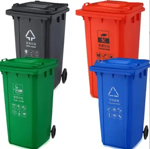Outdoor Heavy Duty HDPE Virgin Material with 4 Wheels and Pedal and Lid Wastebin/ Plastic Trash/Plastic Bins