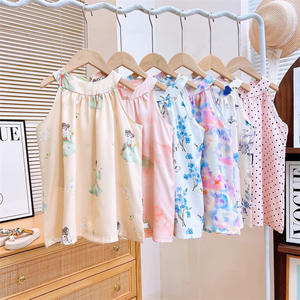 Meisjes zomer nieuwe stijl cheongsam prinsessenjurk met bloemenprint en temperamentvolle halslijn, polyester-spandex materiaal voor 3-8 jaar oud - Product Image 2