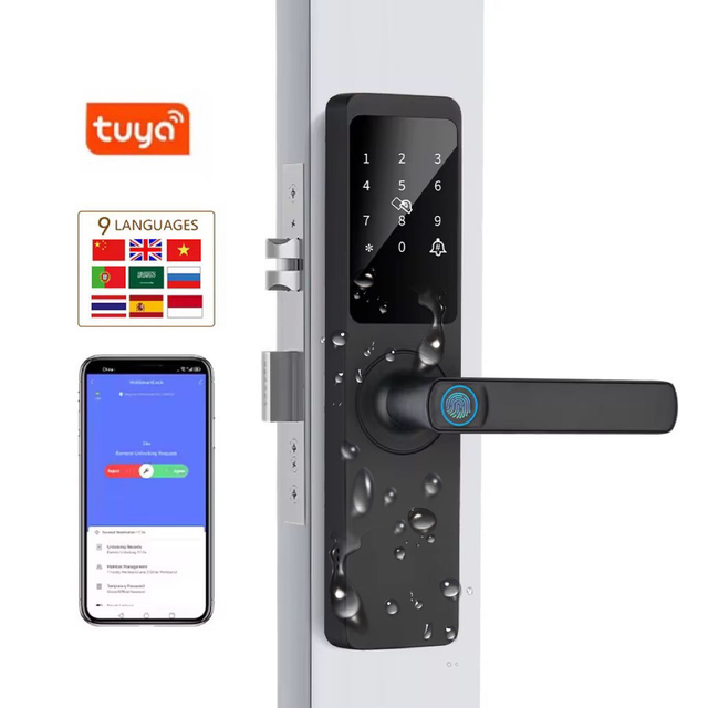 Waterproof Digital Smart Doorlock Tuya App Cloud Storage Aluminum Alloy Fingerprint Security Mini Electronic Door Handle Lock