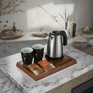 Ohigitechi 5 <span class=keywords><strong>estrellas</strong></span> Hotel Bienvenido <span class=keywords><strong>4</strong></span> en 1 Vintage bandeja de madera de pino <span class=keywords><strong>real</strong></span> W/1,0 L portátil 304 Hervidor eléctrico de acero inoxidable y tazas de cerámica - Product Image 2