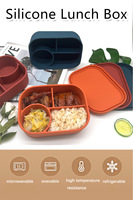 Boîte de préparation de repas réutilisable et écologique en silicone sans BPA, avec compartiments, personnalisable avec logo, chauffable, simple, OEM ODM