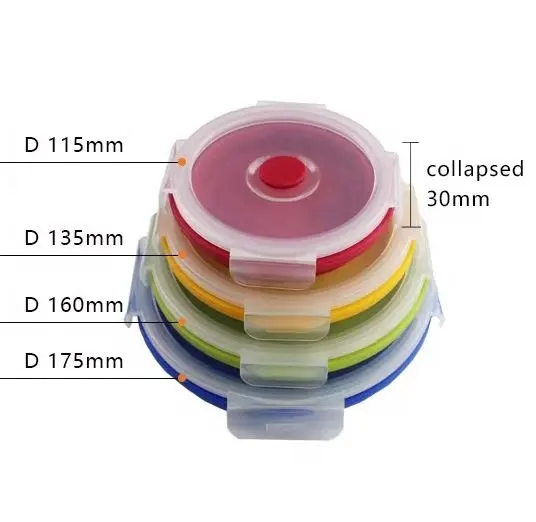 4PCS Silicone Pliable Bento Pliable Conteneur De Stockage Des Aliments Étanche Boîte À Lunch Portable Pique-Nique En Plein Air