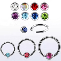 Anneaux de piercing en titane ASTM F136 personnalisés en gros, anneau à bille captive plat serti de bijoux, anneaux de poitrine, anneaux multi-usages