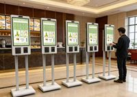 Kiosque de commande automatique WUXIN Totem 27 avec imprimante thermique et terminal de paiement pour optimiser l'efficacité des chaînes de restaurants très fréquentés