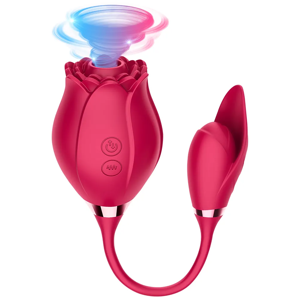 Hot New Product 2 in 1 Sex Toys for Women Vibrator Female Clitoris Breast Massager Vibrator Rose Shaped Rose Vibrator