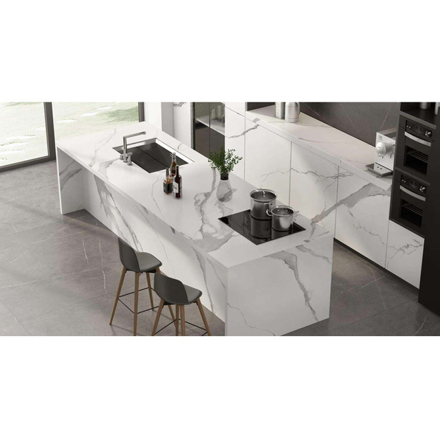Artificial White Calacatta Sintered Stone Slab for Kitchen Countertop and Counter Top
