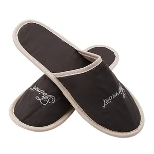 S&J Luxury ECO Fairmont Hotel Four Seasons Customized Logo SPA Disposable Hotel Slippers Cork Sole