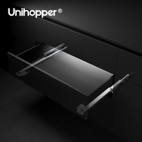 Glissières de tiroir américaines personnalisées Unihopper à 3 plis, extension complète, fermeture en douceur, sous le comptoir, rail de tiroir en acier galvanisé