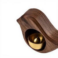 Carillon de porte en bois sculpté, pendentif en forme d'oiseau, style japonais minimaliste, rappel d'ouverture de porte, cadeau à suspendre à la porte
