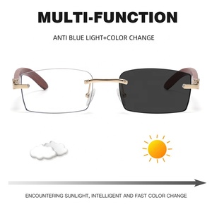 Petites lunettes de <span class=keywords><strong>soleil</strong></span> rétro pour femmes sans monture à changement de couleur anti-lumière bleue anti-UV400 <span class=keywords><strong>pare</strong></span>-<span class=keywords><strong>soleil</strong></span> extérieur 2 en 1 qingqing 2026 - Product Image 2
