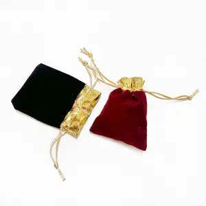 Takı özelleştirilmiş İpli kadife mücevherat kesesi için hediye paketleme torbası kadife kese