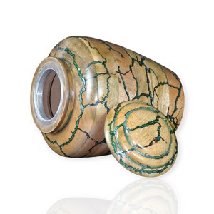 <b>Keepsake</b> Cremation Urn with Wooden & Epoxy Round Shaped Polished Surface Antique Style Human <b>Ash</b> Cremation Urn - Product Image 4