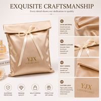 Sac cadeau en satin imprimé à l'écran avec logo personnalisé, fermeture à ruban, pochette anti-poussière de luxe pour bijoux, cosmétiques, vêtements