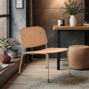 Fabrika iç mekan mobilyası Nordic kafe sandalyesi plastik koltuk Metal çerçeve tek kişilik düşük yükseklik Modern siyah oturma odası sandalye - Product Image 2