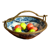Panier à fruits en porcelaine antique européenne, céramique, laiton, luxe, décoration d'intérieur pour la maison, l'hôtel, la villa