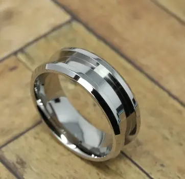 채널 코어 인레이 링 스테인레스 스틸 링 블랭크 8mm 와이드 4mm 만들기 남자 결혼 반지 용품 남편을위한 선물