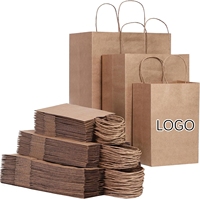 Sacs shopping en papier kraft personnalisés en gros, sacs en papier brun avec poignée torsadée, logo imprimé