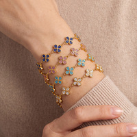 Bracelet à maillons en acier inoxydable Novirassine, design floral en zircon, étanche, anti-ternissement, bijoux unisexes, décontracté, pour tous les jours