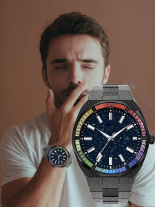 Relojes de Moda para Hombre, Reloj de Pulsera de Cuarzo de Lujo, Movimiento de Cuarzo Japonés, <span class=keywords><strong>Cielo</strong></span> Estrellado, Polvo de Estrellas Brillante, Acero Inoxidable, Resistente al Agua - Product Image 6