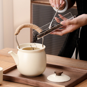<span class=keywords><strong>Set</strong></span> da Tè in Ceramica con Manico e Vassoio in Legno di Noce, Teiera Vintage e Tazze per Tè e Caffè Pomeridiano - Product Image 5