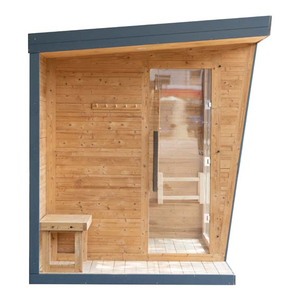 Sauna extérieur traditionnel en bois massif avec chauffage électrique, design scandinave, porte en verre - Product Image 2