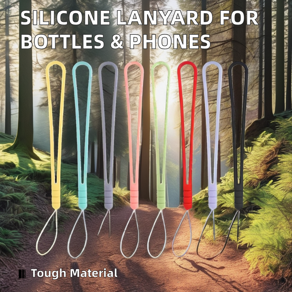 Durable Silicone Lanyard with USB Torch Drink Bottle Strap Mobile Phone Straps with Durable Rubber Sling