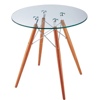 Meuble de salle à manger moderne en bois, table de salon moderne en bois, table à thé, table basse ronde en verre, bon marché