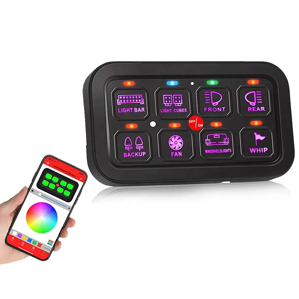 Llevo Marine Boot Busje Auto Accessoires Rgb Touch Schakelaar Paneel Met App Systeem Rgb 8 Bende Schakelpaneel