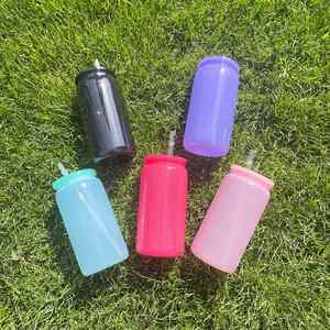 16Oz Plastic Soda Can Colored Macaron Uv Dtf <b>Wraps</b> With Colorful Pp Lids for <b>Vinyl</b> - Product Image 4