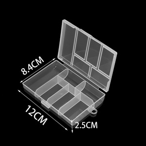 Caja de almacenamiento de joyas de plástico transparente con 6 compartimentos y tapa para pendientes y organizadores de joyas - Product Image 2
