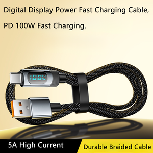 100W Nhanh Chóng Sạc USB Một Nam Để C Nam Loại Cáp C Để C Với LED Hiển Thị Điện Điện Thoại Bện 1M Cáp Dữ Liệu - Product Image 3