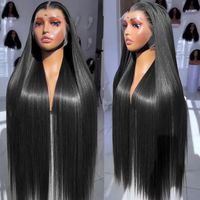 Perruque de cheveux humains brésiliens bruts 13x6, perruques HD Full Lace Front sans colle, perruque droite de 40 pouces pour femmes noires