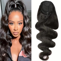 Extensions de cheveux naturels brésiliens vierges 100 % bruts, queue de cheval à cordon, vente en gros
