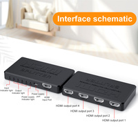 Splitter HDMI 4K 30Hz 1 Input 4 Output 1x4 Kotak Splitter HDMI untuk TV Monitor Proyektor Multi Layar