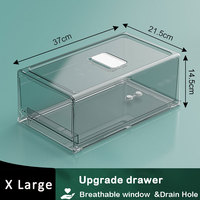Vente chaude Transparent En Plastique Pet Cuisine Empilable Boîte De Rangement Bacs Conteneur Ensemble Réfrigérateur Tiroir Réfrigérateur Organisateur